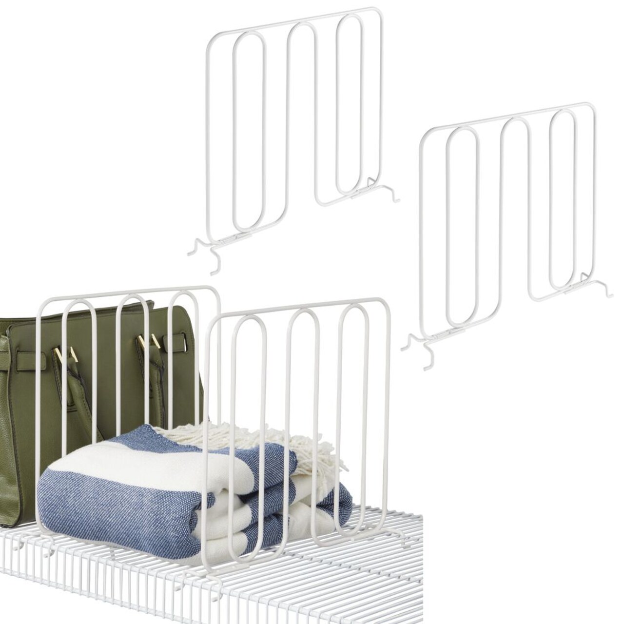 mDesign Versatile Metal Wire Closet Shelf Divider and Separator, 4 Pack